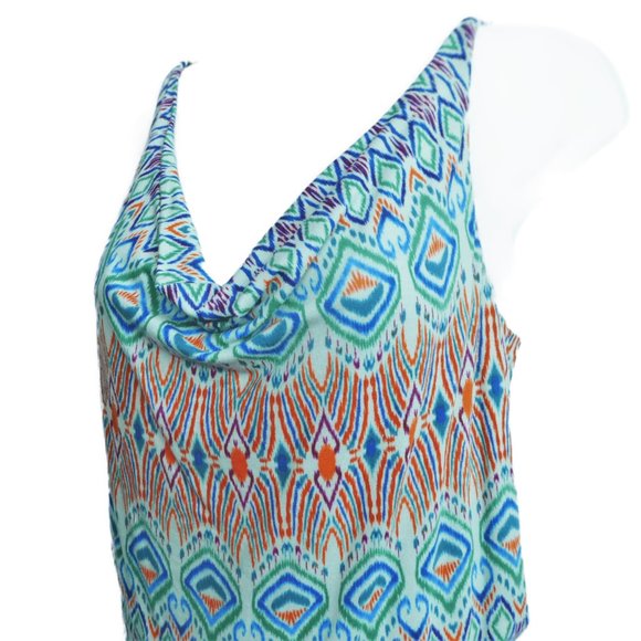 Cabi Maxi Dress Sun Aztec Drape Neckline Adj Straps Side Slit Stretch Knit M - Picture 3 of 9